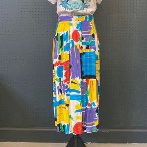 Vintage Leslie Fay bright abstract pleated skirt